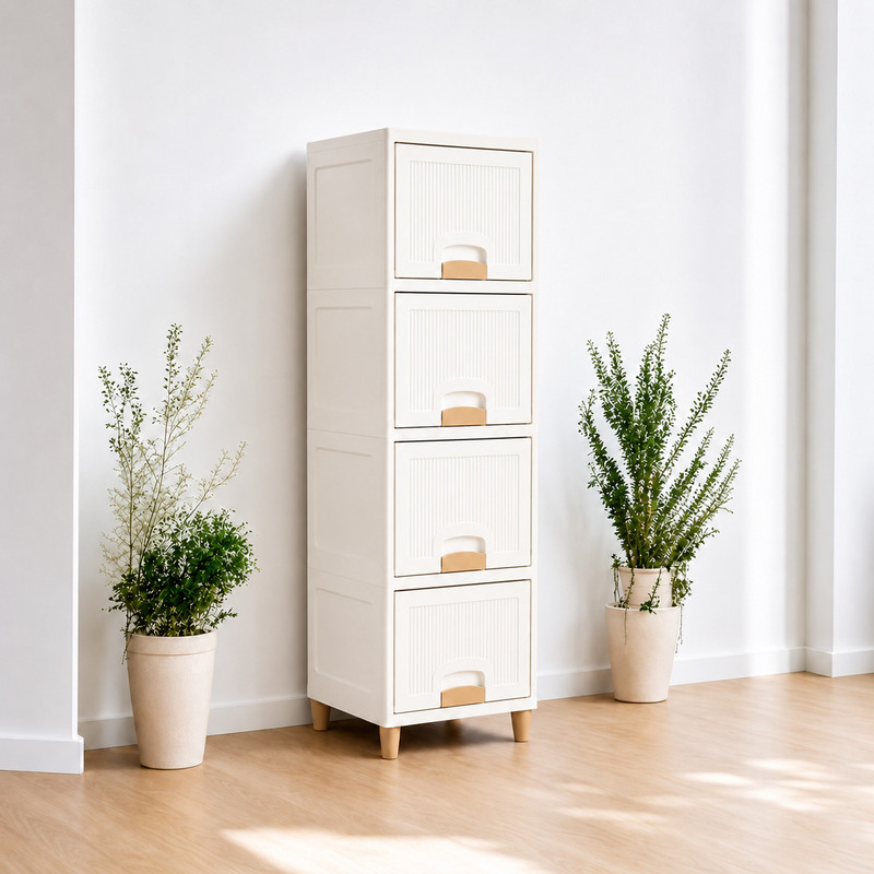 MECHON 4 Layer Foldable Cabinet Plastic Cupboard For Storage Plastic Modular Drawer PVC Collapsible Wardrobe(Finish Color - 4 - LAYER WHITE, DIY(Do-It-Yourself)) - 72% off at DetectaDeal