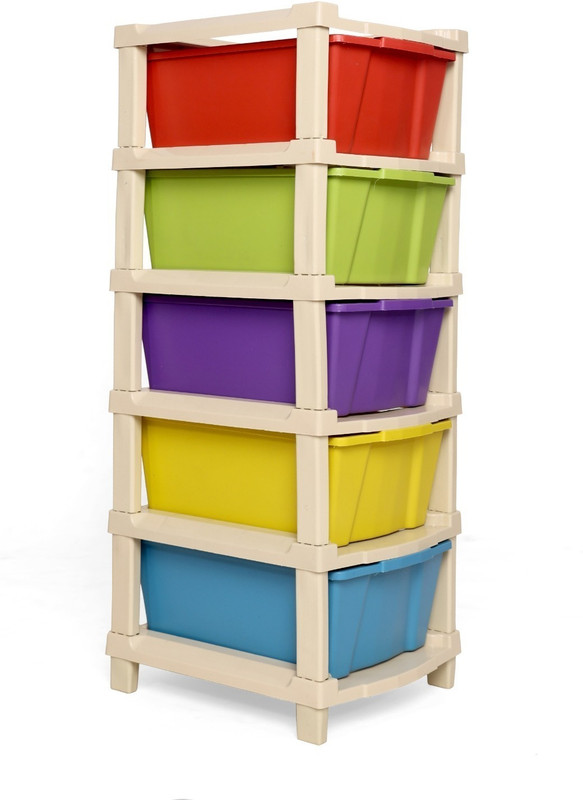 ASHLAS 5XL Plastic Modular Drawer System For Home, Office, Hospital, Parlor, School PP Collapsible Wardrobe(Finish Color - Multi 5 layer, Pre-assembled)
