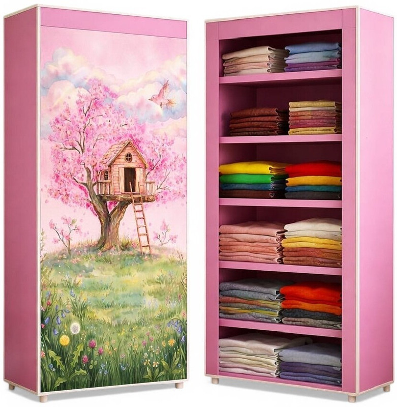 PRIMEPICS PP Collapsible Wardrobe(Finish Color - Pink, DIY(Do-It-Yourself)) - 69% off at DetectaDeal