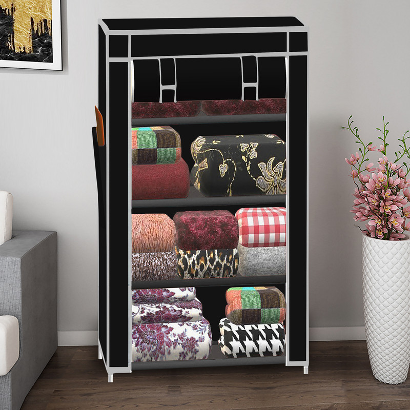 XIVIL A4 Unique Fancy Color PP Collapsible Wardrobe(Finish Color - A4 Black, DIY(Do-It-Yourself))