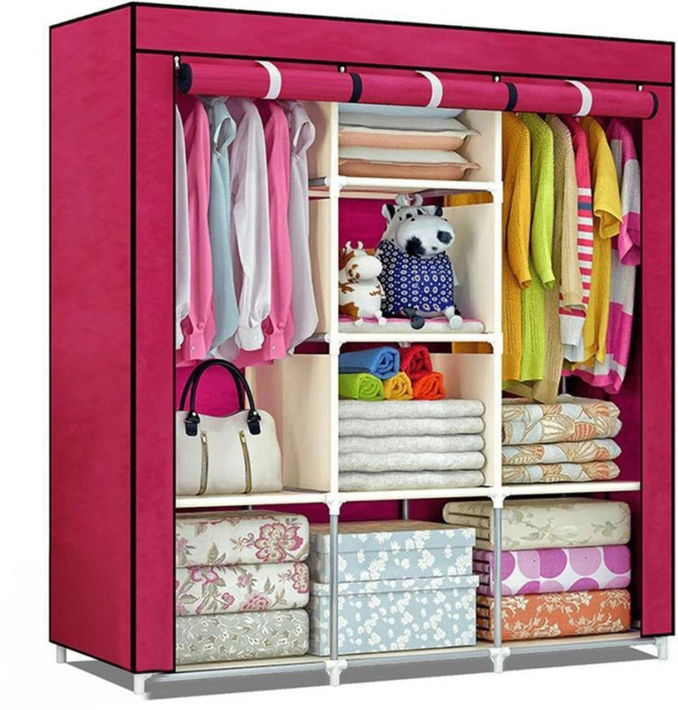 GALLAXY 88130 Cotton Collapsible Wardrobe(Finish Color - Pink, DIY(Do-It-Yourself)) - 87% off at DetectaDeal