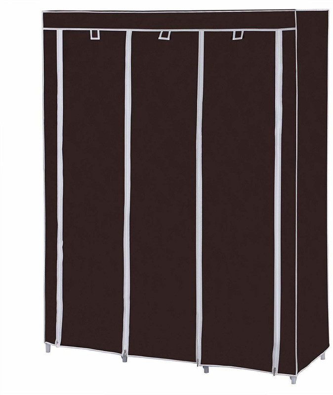 vipash Closet for Clothes Almira, 2 Hanging Space, 8 Shelves, Carbon Steel Collapsible Wardrobe(Finish Color - BROWN, DIY(Do-It-Yourself))