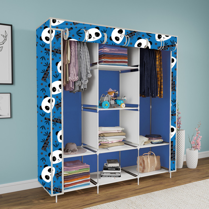 FurniGully 3 Fold 8 Rack Printed Carbon Steel Collapsible Wardrobe(Finish Color - Before Christmas Printed, DIY(Do-It-Yourself))