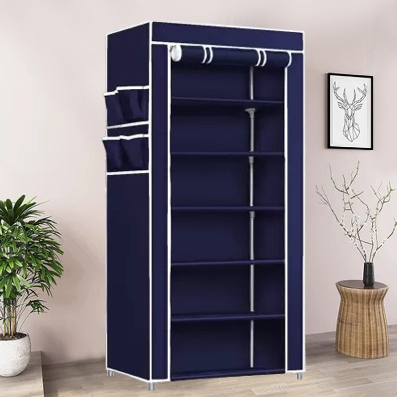 FurniGully 2+4 Layer Multipurpose Baby ,Foldable,Fabric Carbon Steel Collapsible Wardrobe(Finish Color - Blue, DIY(Do-It-Yourself)) - 75% off at DetectaDeal