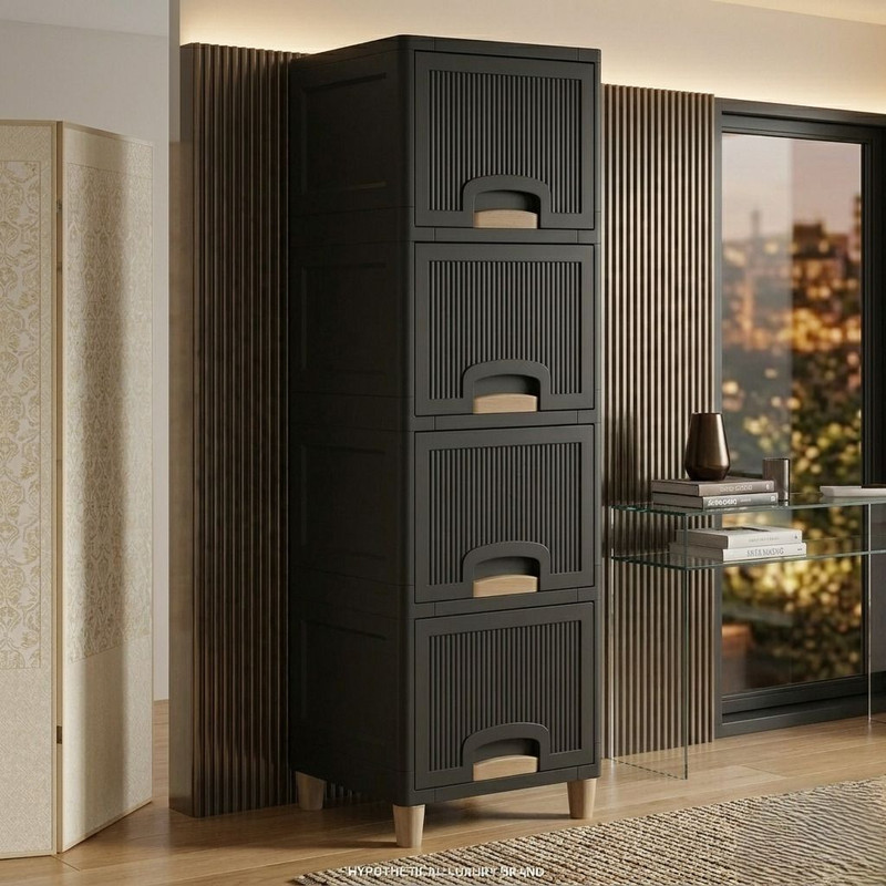 GROTHEORY Slim Cabinet for Narrow Kitchen & Balcony Rack for Household PP Collapsible Wardrobe(Finish Color - Light Blue - 6, DIY(Do-It-Yourself))