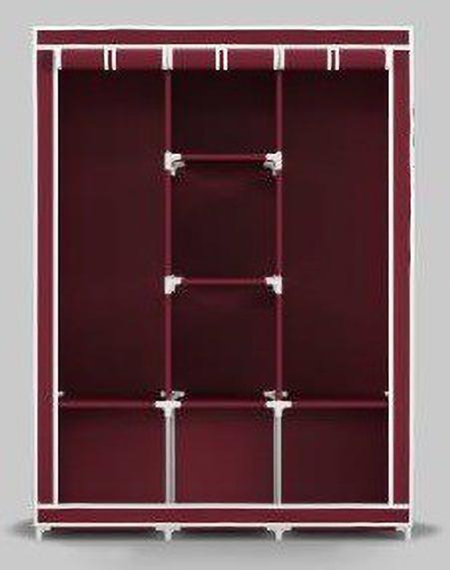 vipash 6+2 Portable Wardrobe for Storage for hanging cloth Carbon Steel Collapsible Wardrobe(Finish Color - MAROON, DIY(Do-It-Yourself))
