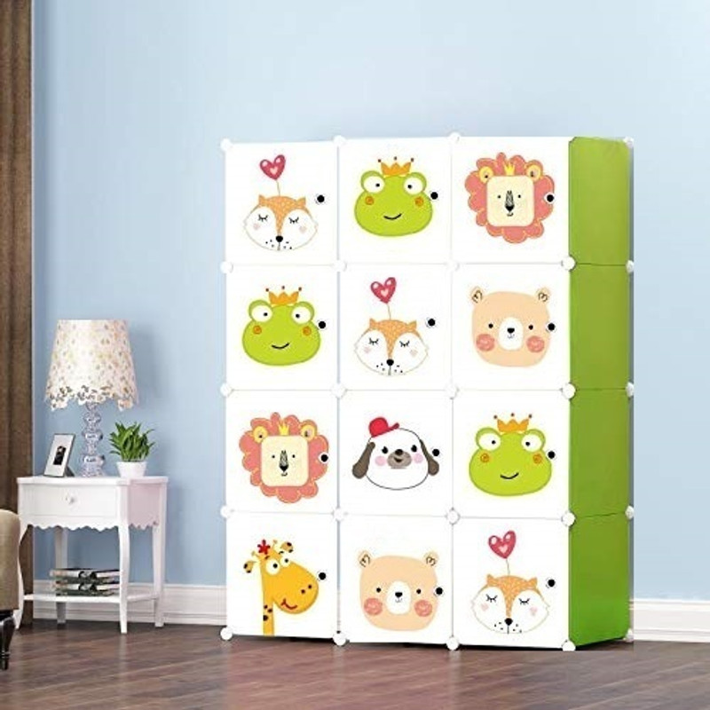 Flipkart Perfect Homes Studio ® 12 Cube Door Multi-Use DIY Storage Cabinet, PP Collapsible Wardrobe(Finish Color - Green, DIY(Do-It-Yourself))
