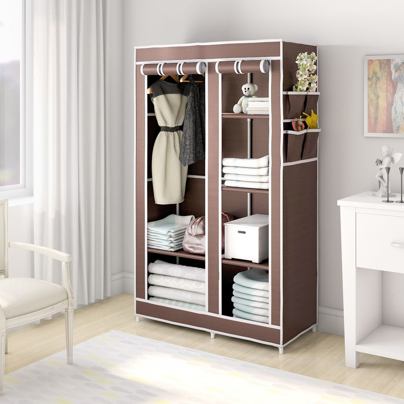 Flipkart Perfect Homes Studio 2 Door 6 Shelf PP Collapsible Wardrobe(Finish Color - Chocolate Brown, DIY(Do-It-Yourself))
