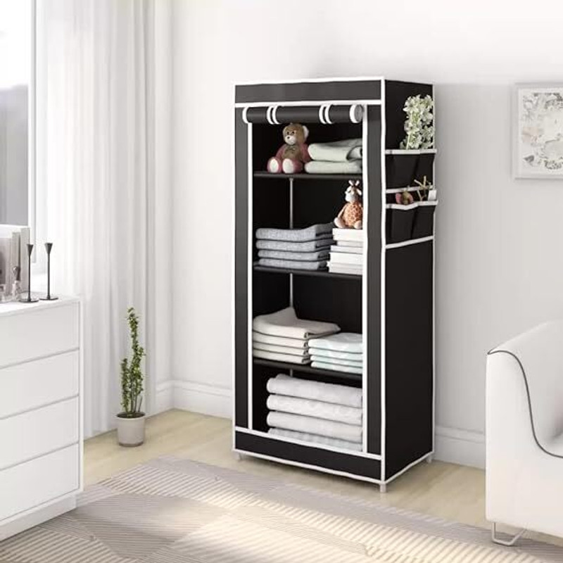 ZENVEXYO ATTRACTIVE AND BEAUTIFUL 6 LAYER Carbon Steel Collapsible Wardrobe(Finish Color - BLACK, DIY(Do-It-Yourself)) - 63% off at DetectaDeal