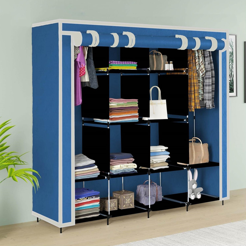 GTC 12 Shelves Storage Rack (88170) PP Collapsible Wardrobe(Finish Color - Blue, DIY(Do-It-Yourself))