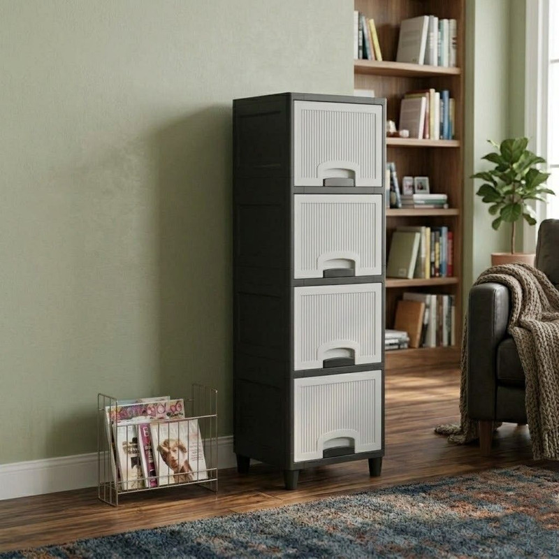 Suptikes Multi Layer Cabinet with User Friendly Storage Build PP Collapsible Wardrobe(Finish Color - Gray-6, DIY(Do-It-Yourself))