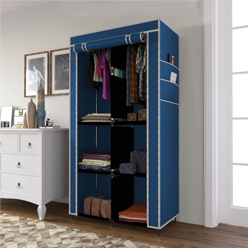 Continental Closet for Clothes Almira PP Collapsible Wardrobe(Finish Color - Blue, DIY(Do-It-Yourself))