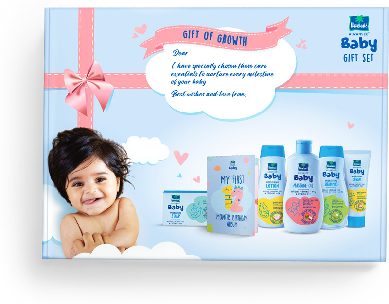 Parachute Advansed Baby Gift Pack with New Born Baby essentials | With Milestone booklet(Blue)