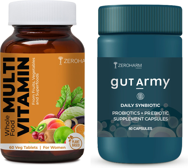ZEROHARM Multivitamin for Women Tablets and Gut Army Probiotic Capsules Combo Pack(2 Items in the set)