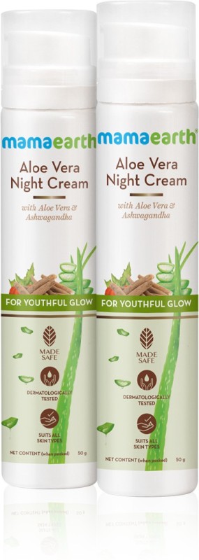MamaEarth Aloe Vera Night Cream for glowing skin with Aloe Vera (Pack of 2)  (100 g)