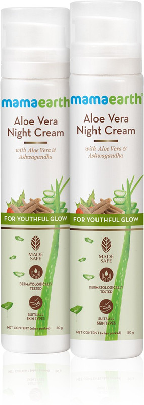 MamaEarth Aloe Vera Night Cream for glowing skin with Aloe Vera (Pack of 2) (100 g)
