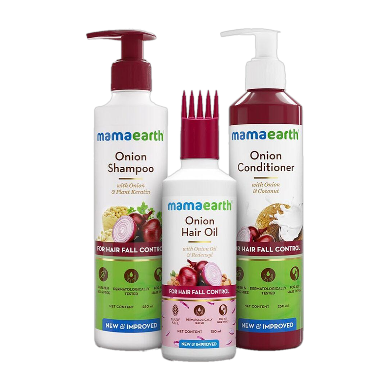 Mamaearth "Anti Fall Spa Range with Onion Hair Oil + Shampoo + Conditioner for Control"(3 Items in the set)