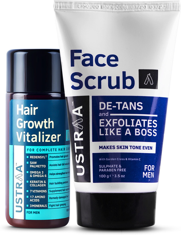 USTRAA Hair Growth Vitalizer & De-Tan Cream for Men - Effective Tan Removal(2 Items in the set)