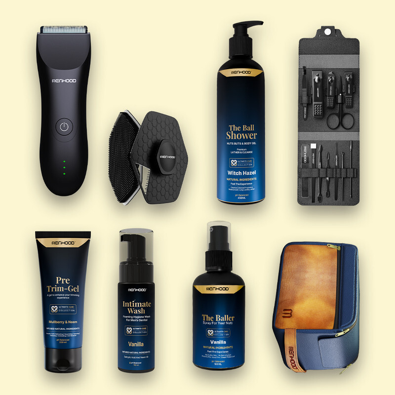 MENHOOD Travel Package 10 Pro Blue with Trimmer,Pre Trim Gel,Mancure Kit(Green Apple)(8 Items in the set)