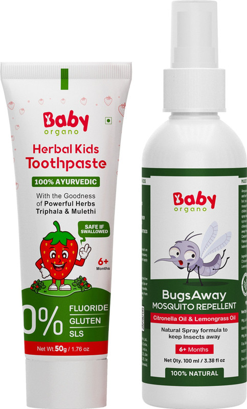 BabyOrgano Ayurvedic Herbal Toothpaste & Mosquito Spray For Kids(2 Items in the set)