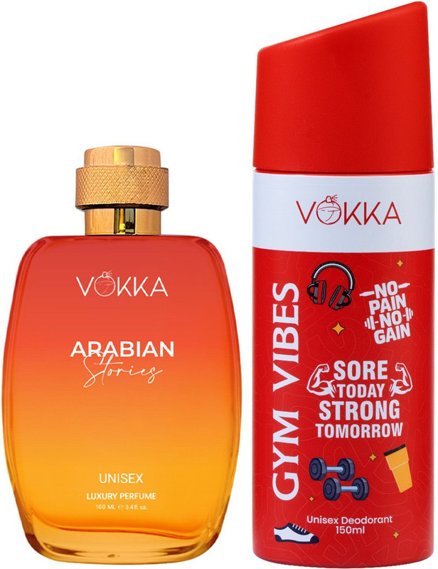 VOKKA Desert Oud Perfume 100ml & Gym Vibes Deodorant 150ml Combo | Unisex Long Lasting(2 Items in the set)