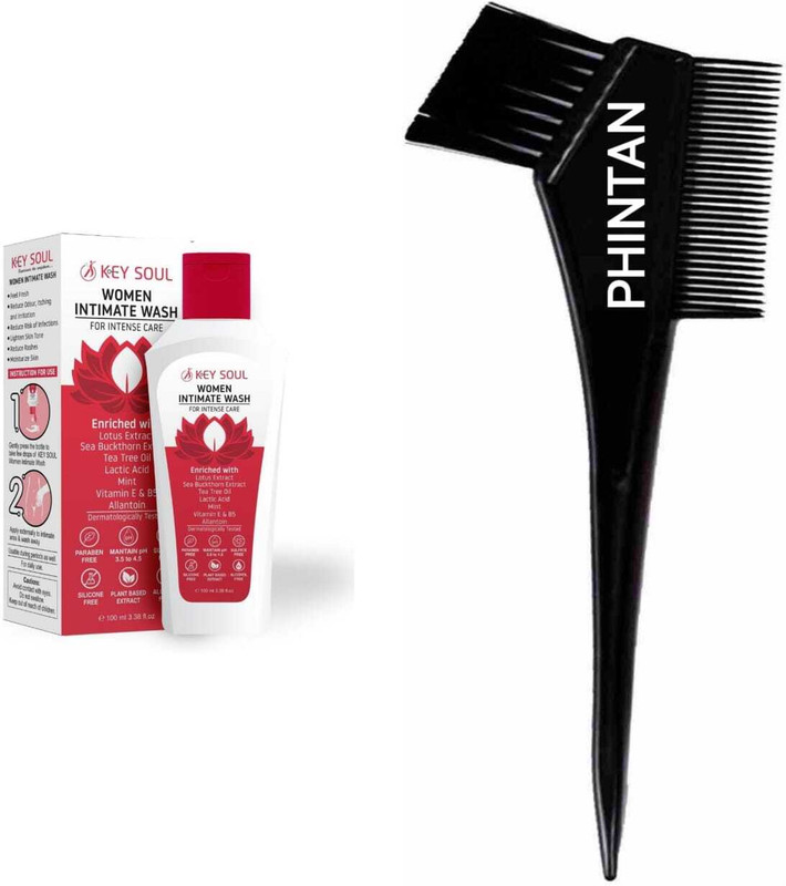 PHINTAN RCM KEY SOUL WOMEN INTIMATE WASH 100 ML WITH 2 IN 1 HAIR DYE BRUSH(2 Items in the set)