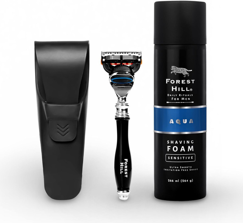 Forest Hill Set of 2 Men Grooming Shaving Kit, Aqua Shaving Foam 266ml & Fusion 5 Razor(2 Items in the set)