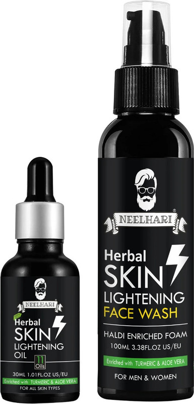 NEELHARI Herbal Skin Lightening Oil & Haldi Enriched Face Wash- Combo Pack (2 Items in the set)(2 Items in the set)