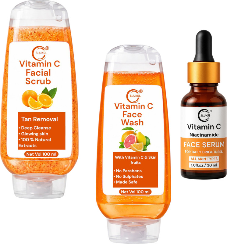 slukrl Glow Care Combo Face Wash Scrub Serum for Daily Skin Routine(3 Items in the set)