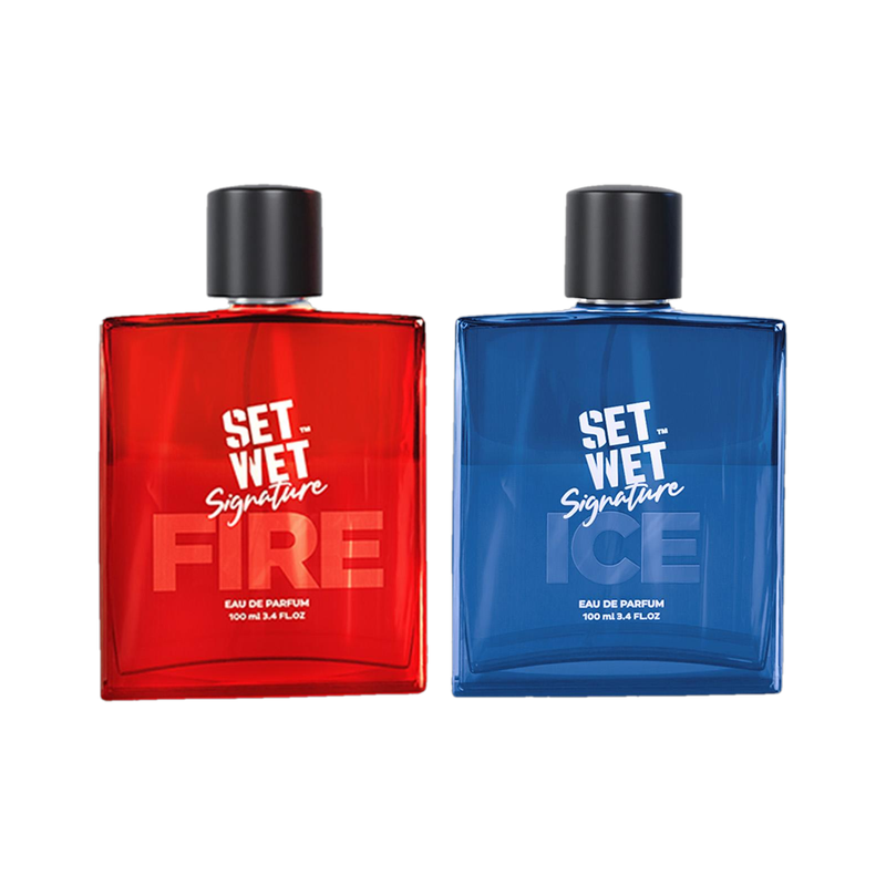 SET WET Fire & Ice Perfume for Men, Woody & Citrusy Long Lasting Perfume, Pack of 2 Eau de Parfum - 200 ml(For Men)