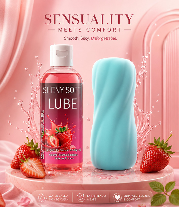 sheny soft “Premium Strawberry Intimate Gel with Silky Feel” with personal massage(2 Items in the set)