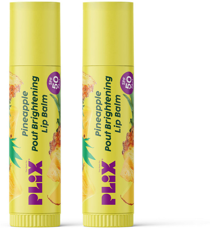 The Plant Fix Plix Pineapple Brightening Lip Balm with SPF 50, Kojic Acid & Vitamin C, SPF 50 PA ++ Pineapple(Pack of: 2, 4 g)