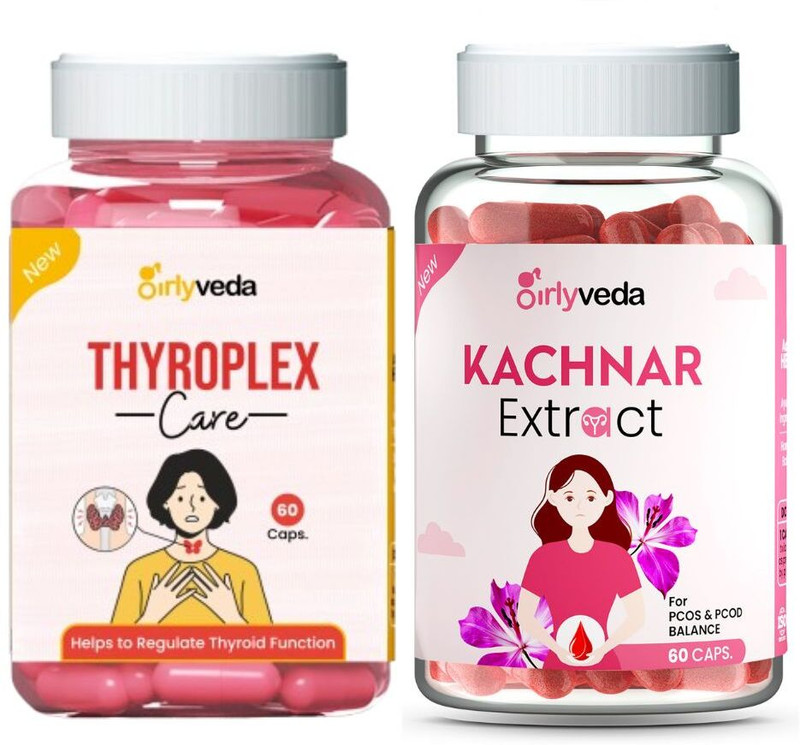 Girlyveda Thyroplex Care for Thyroid with Kachnar Extract |Combo Pack| 60 Capsules Each(2 Items in the set)