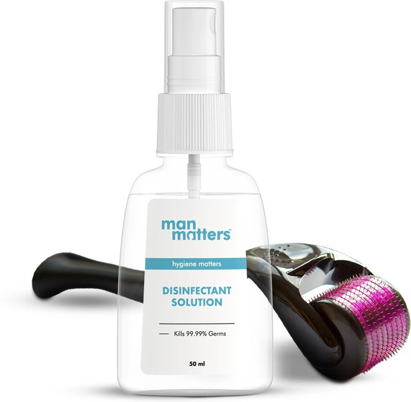 Man Matters Derma Roller with Disinfectant for Hair Growth | 540 Micro 0.5mm Titanium Needle(2 Items in the set)