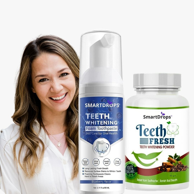 smartdrops Mint Fresh Oral Care Foam & Charcoal Mint Mouth Cleaning Powder Combo Pack(2 Items in the set)