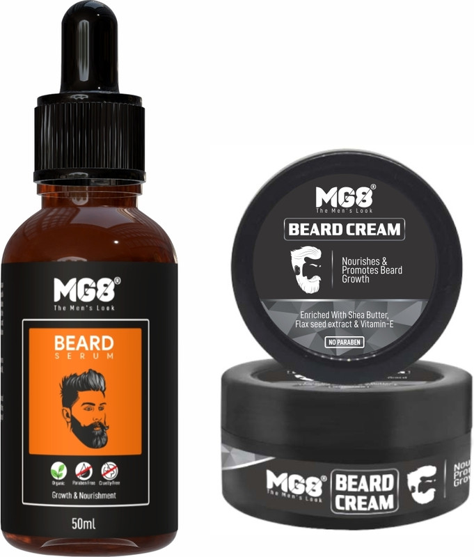 MG8 Beard Growth Serum For Men And Beard Softener Cream Combo | Anti dandruff beard serum, Gives Shine & Nourishes Beard(2 Items in the set)