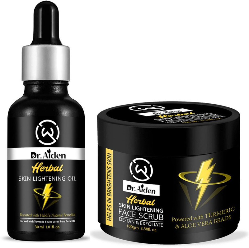 Dr Aiden Herbal Skin Lightening Oil & Herbal Skin Lightening Scrub for Men(2 Items in the set)