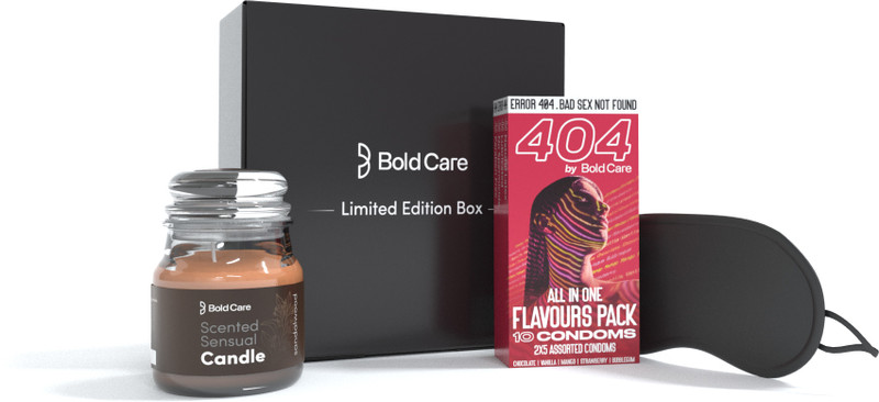 Bold Care 404 All-In-One Multi-Flavour Condoms Pack With |Scented candles|Blindfolds(1 Items in the set)