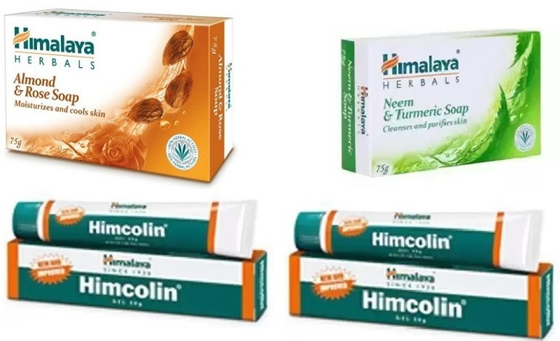 HIMALAYA Himcolin Gel 30 g with Rose Soap, 75gm & Neem Soap ,75 gm (4 Items in the set)