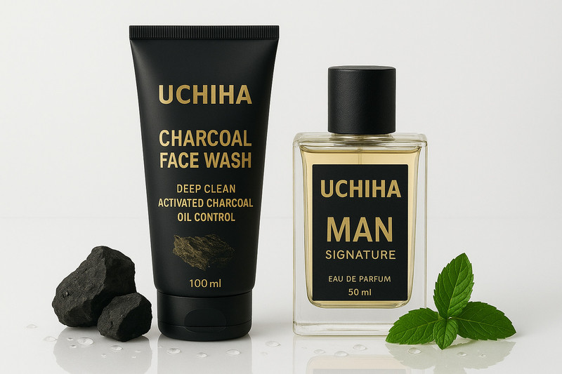 Uchiha Charcoal Face Wash Oil Control & Man Signature Perfume 50ml Long Lasting Fragrance Combo(2 Items in the set)
