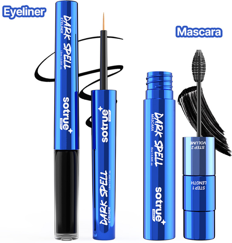Sotrue Dark Spell 2-in-1 Mascara & Eyeliner, Black | Long Lasting, Smudge Proof(2 Items in the set)