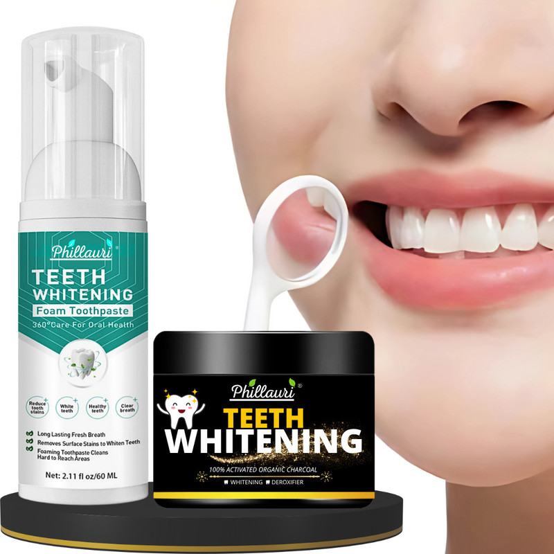Phillauri Activated Charcoal and Foam Toothpaste Pack – Easy to Use, Light and Fresh Oral Combo(2 Items in the set)
