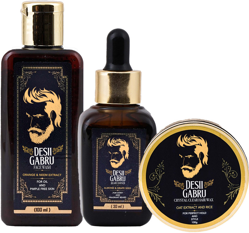 desiigabru Face Wash, Beard Shiner & Hair Wax - Men's Grooming Combo(3 Items in the set)
