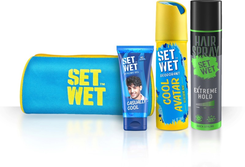SET WET Men’s Styling Kit-Cool Hold Hair Gel, Hair Spray & Cool Avatar Deodorant Perfume  (3 Items in the set)