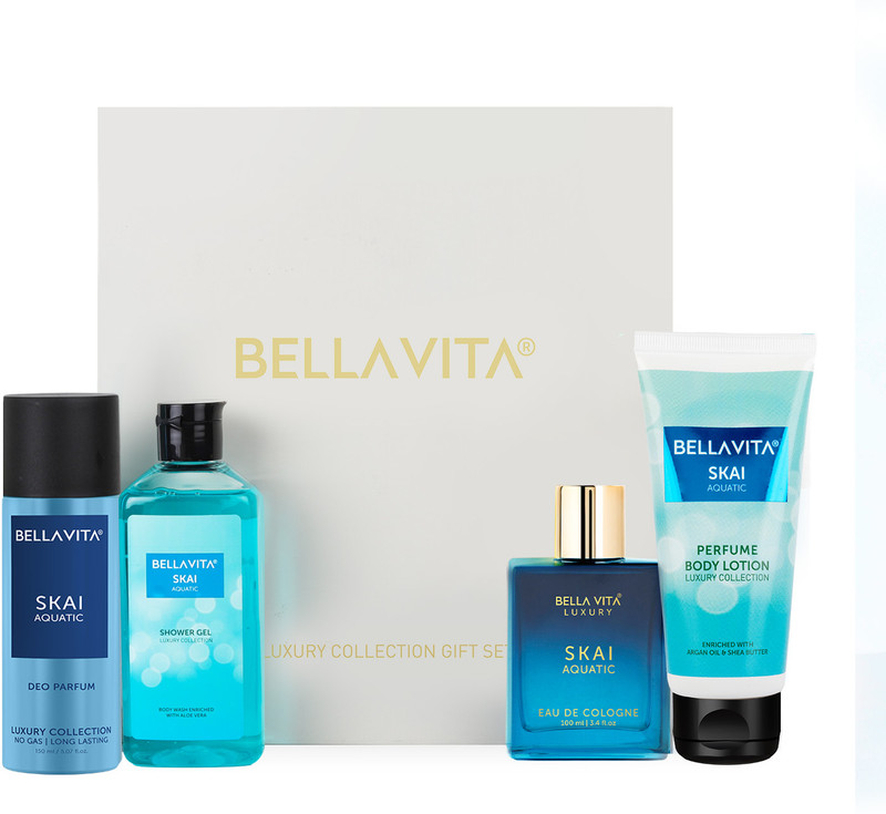 BELLAVITA Aquatic Premium Fragrance Gift Set|With Bergamot, Lavender & Sage Notes|(4 Items in the set)