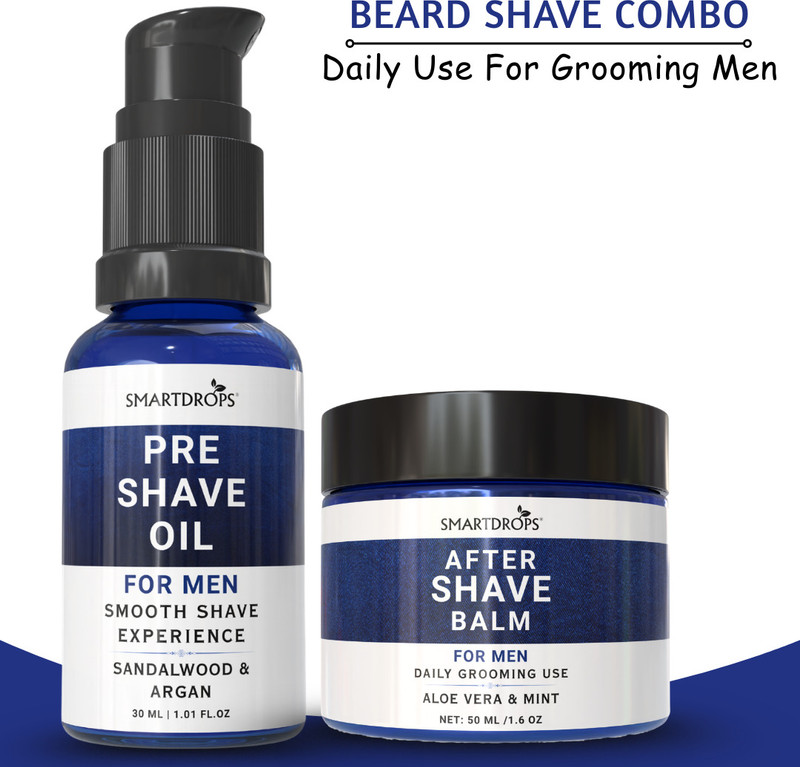 smartdrops Men Shaving Care Combo Pre Shave Oil with After Shave Balm Aloe Mint Sandalwood(2 Items in the set)