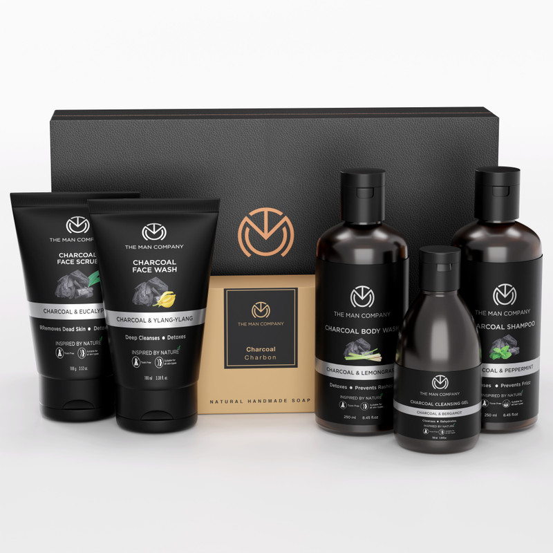 THE MAN COMPANY Charcoal Grooming Kit (Body Wash, Shampoo, Face Scrub, Face Wash, Cleansing Gel, Soap Bar) Set of 6(6 Items in the set)