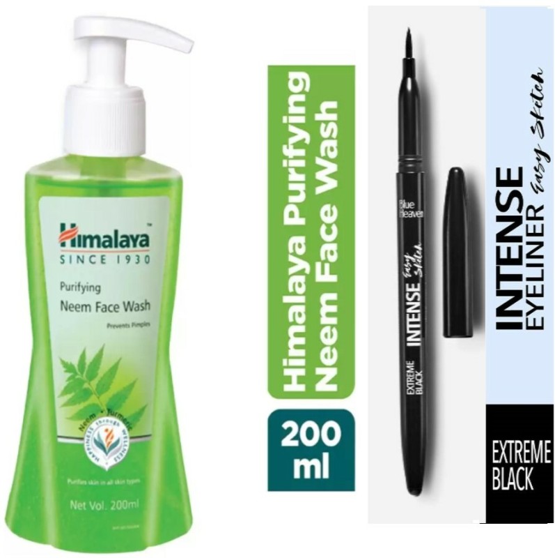 HIMALAYA Purifying Neem Facewash 200ML AND Intense Easy Sketch EYE LINER (BLACK)  (2 Items in the set)