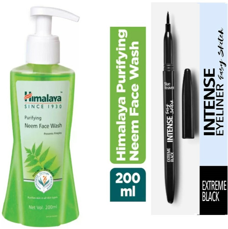 HIMALAYA Purifying Neem Facewash 200ML AND Intense Easy Sketch EYE LINER (BLACK) (2 Items in the set)