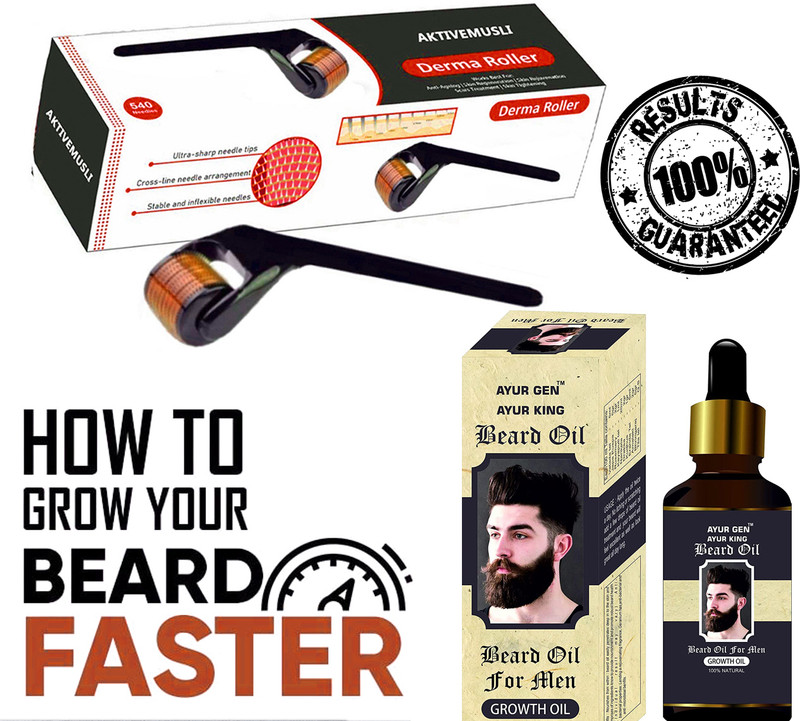 Aktivemusli Beard Growth Kit | with Onion Beard Growth Oil for Men, Mustache Roll on, Beard(2 Items in the set)